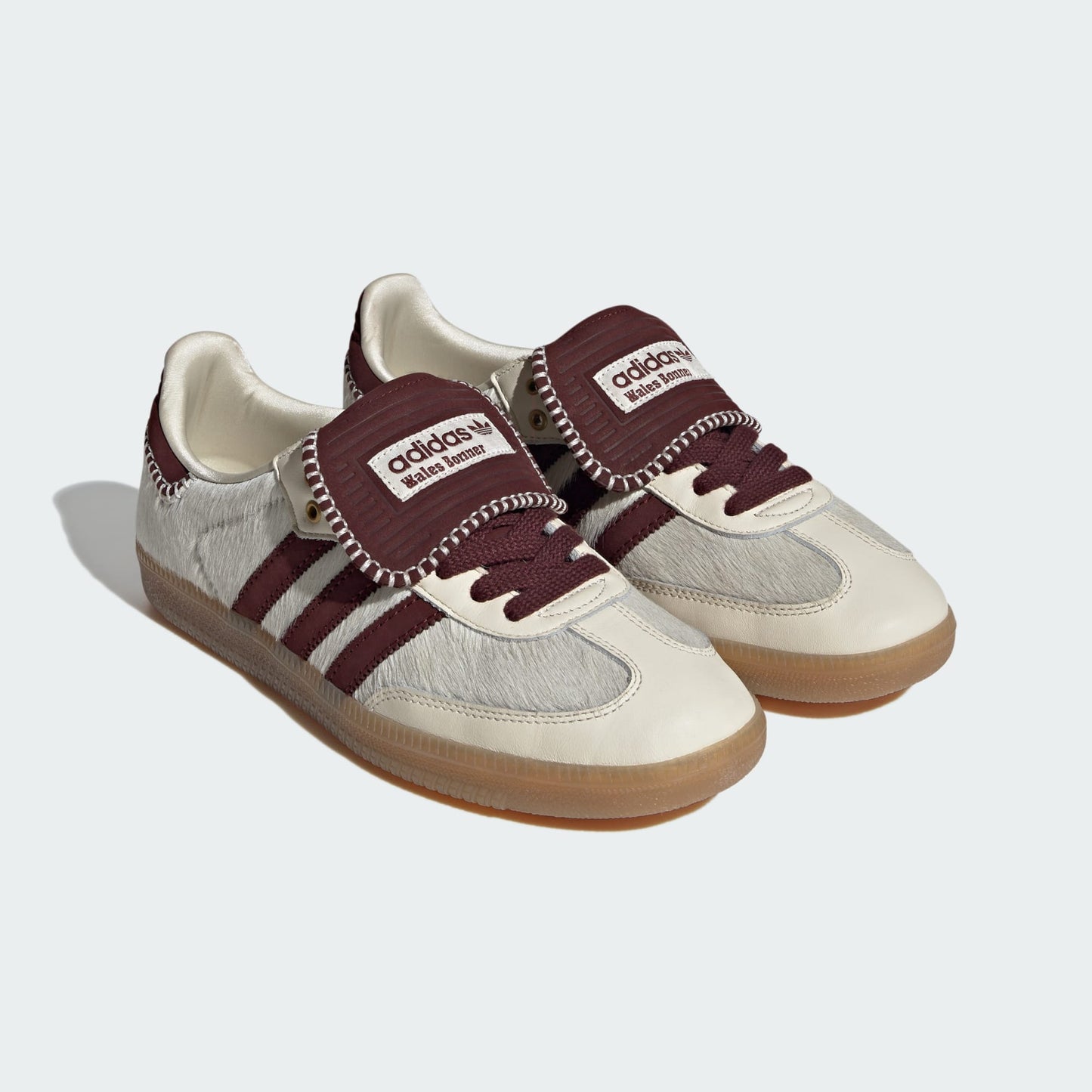 WALES BONNER SAMBA PONY TONAL LOW TRAINERS (CREAM WHITE/MYSTERY BROWN/CREAM WHITE)